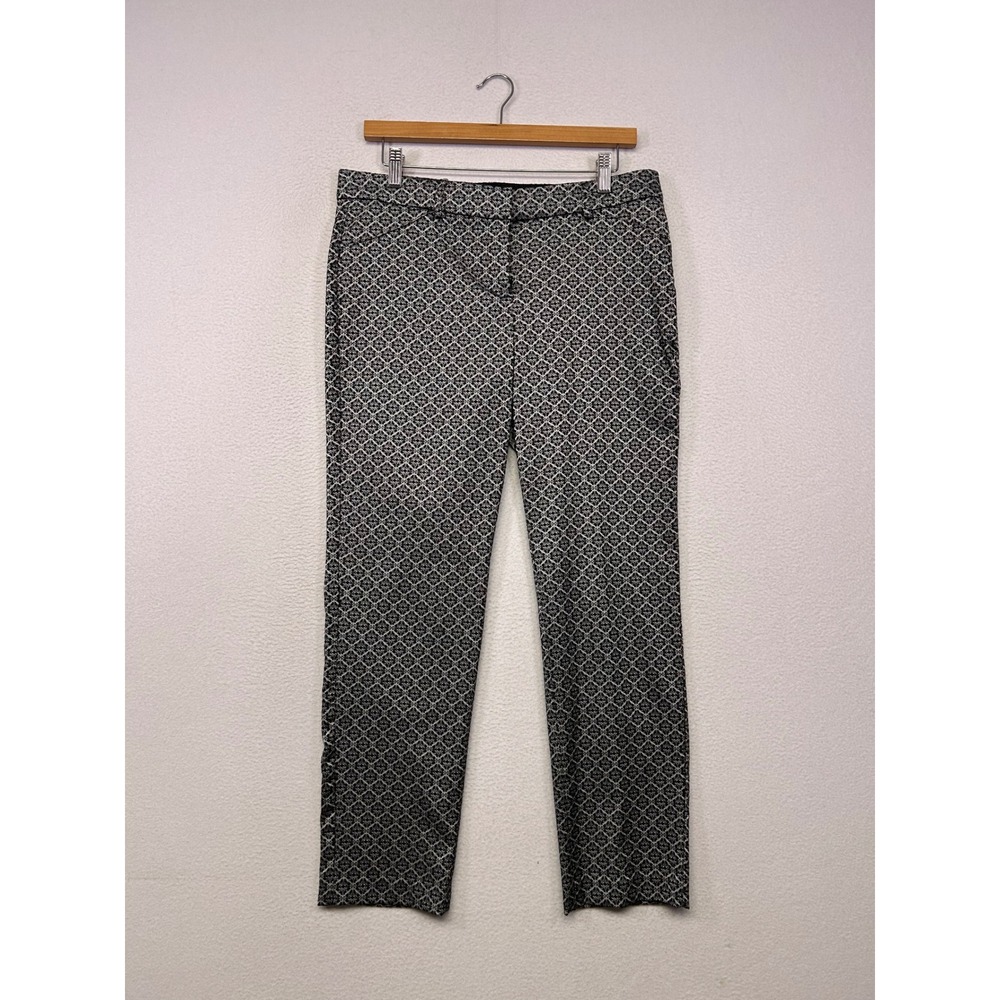 Geometric Jacquard Valerie Stevens Womens 8 Black White Tapered Dress Pants